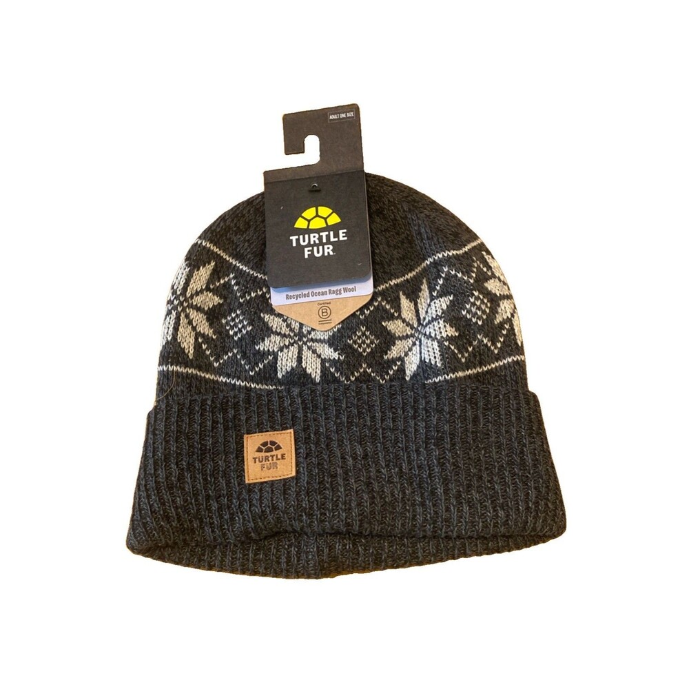 Turtle Fur Ocean Ragg Wool Knit Mens Unisex Beanie Mount Snow Black Heather OSFA
